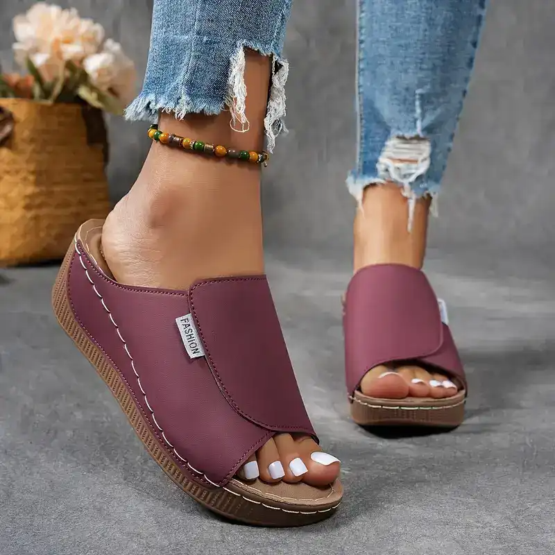 š„HOT SALE -50% OFFš„ Comfortable Arch Support Slides - Women's Solid Color Sandals - Breathableš„