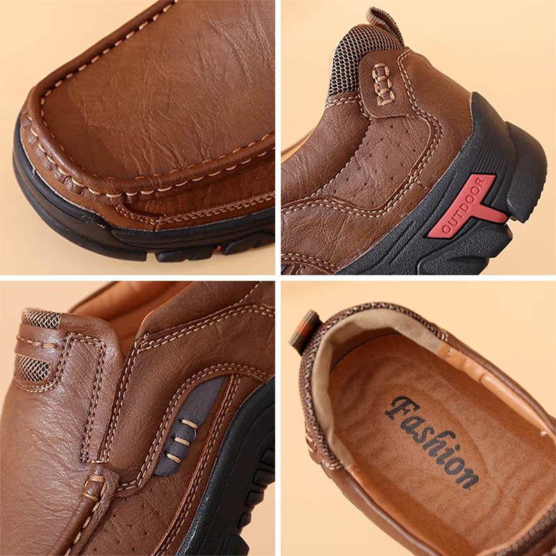 Men's Waterproof Non-Slip Leather Shoes – Soft Comfort & Orthopedic Support