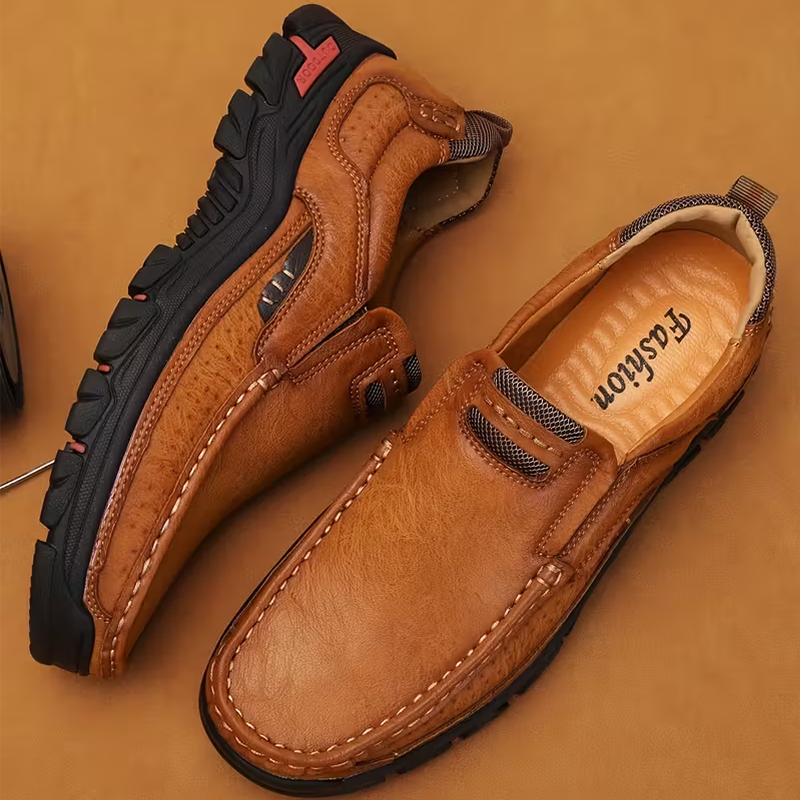 Men's Waterproof Non-Slip Leather Shoes – Soft Comfort & Orthopedic Support