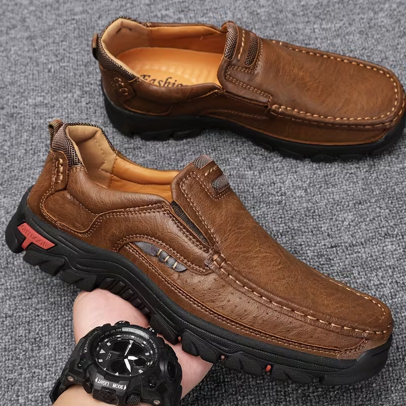 Men's Waterproof Non-Slip Leather Shoes – Soft Comfort & Orthopedic Support