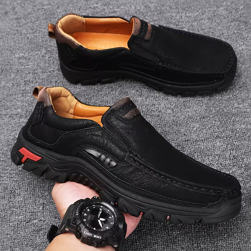Men's Waterproof Non-Slip Leather Shoes – Soft Comfort & Orthopedic Support