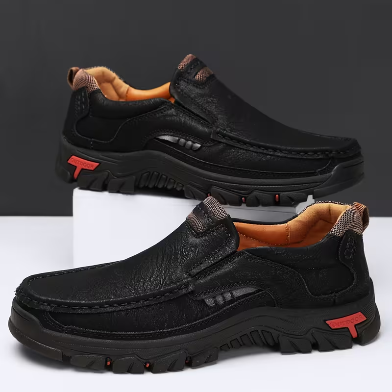 Men's Waterproof Non-Slip Leather Shoes – Soft Comfort & Orthopedic Support