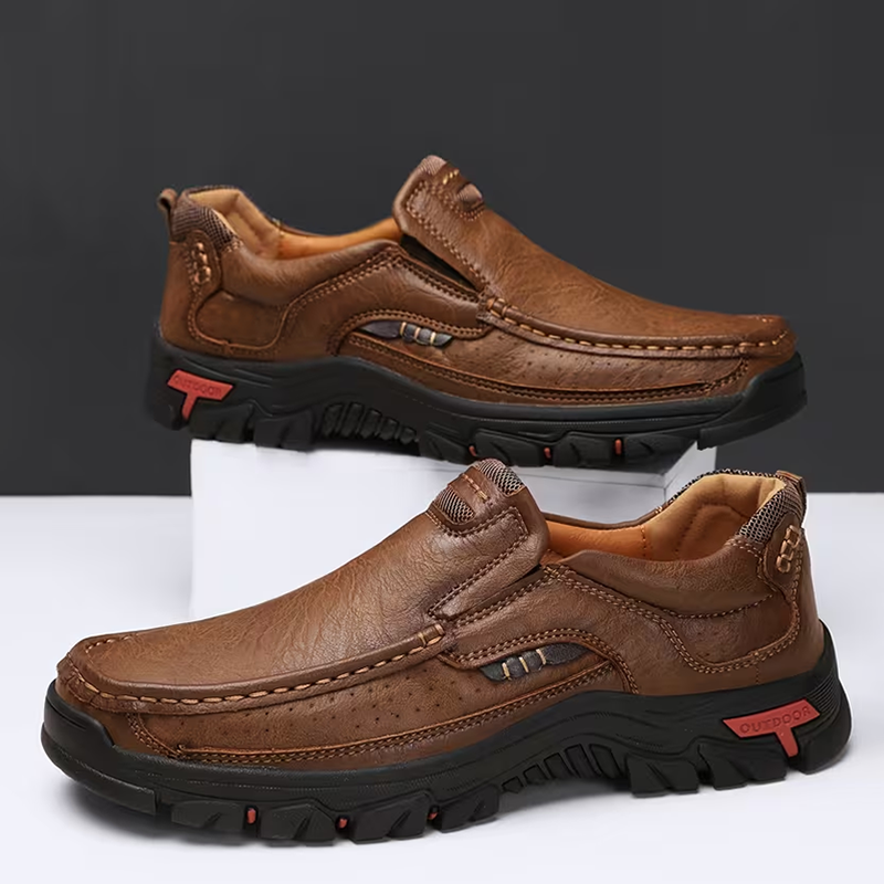 Men's Waterproof Non-Slip Leather Shoes – Soft Comfort & Orthopedic Support