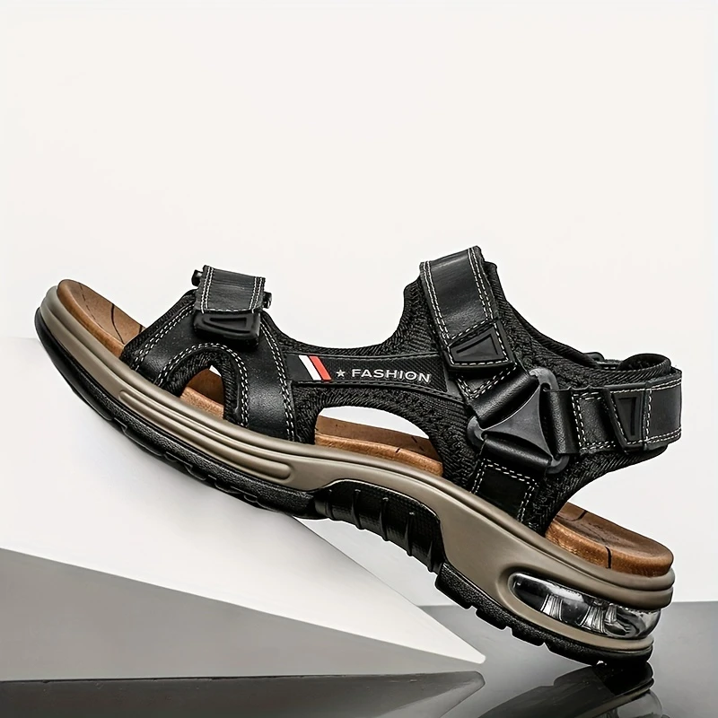 Men's Orthopedic Leather Sandals – Breathable, Adjustable, Air Cushion