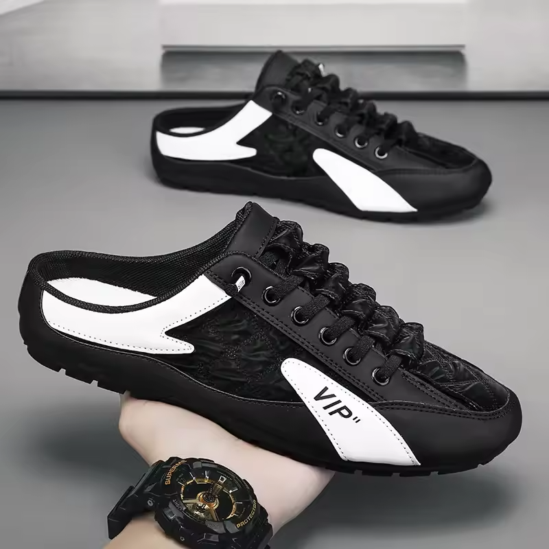 Men's Fashion Breathable Slip-On Mules, Lightweight Non-Slip Comfy Casual Shoes