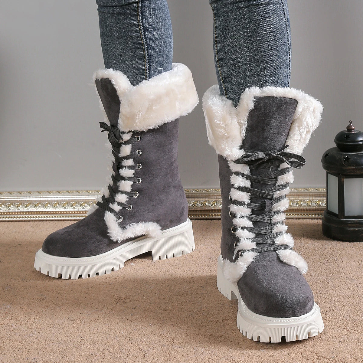 SafeStep™ Women’s Non-Slip Mid-Calf Cotton Boots – Warm, Supportive, Everyday Wear