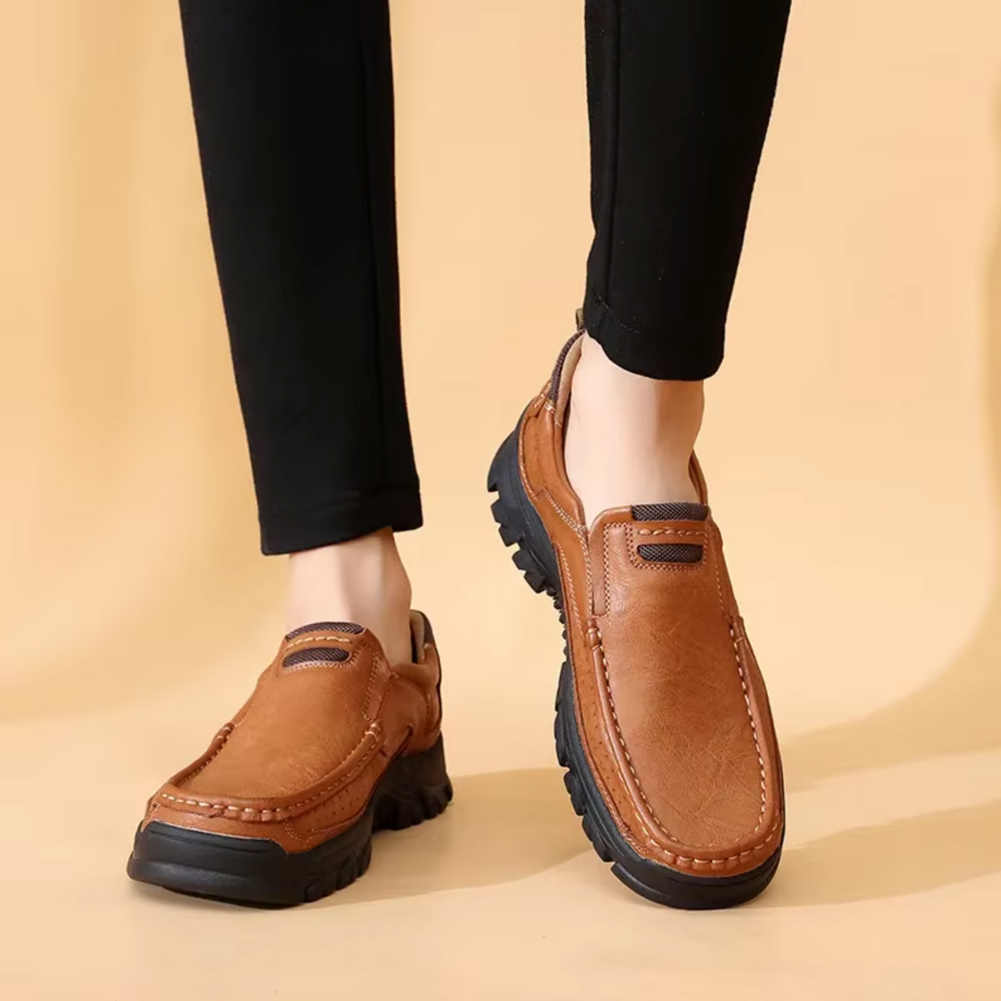 Men's Waterproof Non-Slip Leather Shoes – Soft Comfort & Orthopedic Support