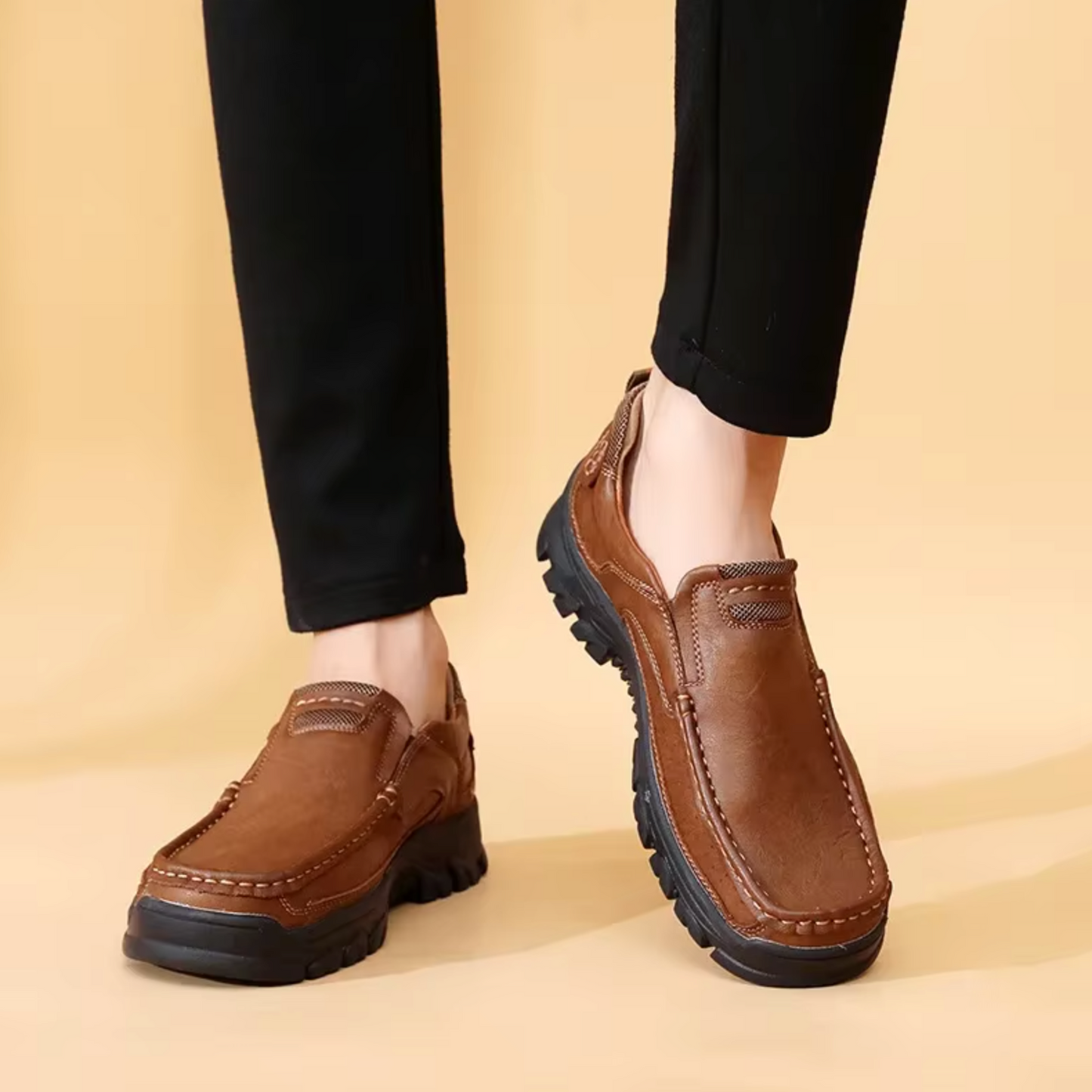 Men's Waterproof Non-Slip Leather Shoes – Soft Comfort & Orthopedic Support