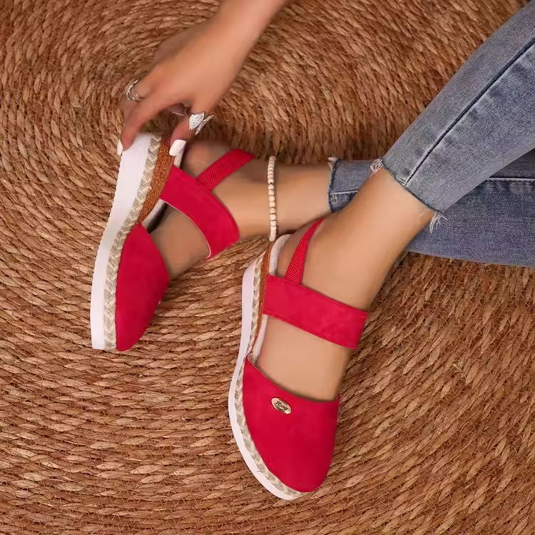 Women's Orthopedic Colorblock Wedge Sandals, Comfy Ankle Strap Slingbacks