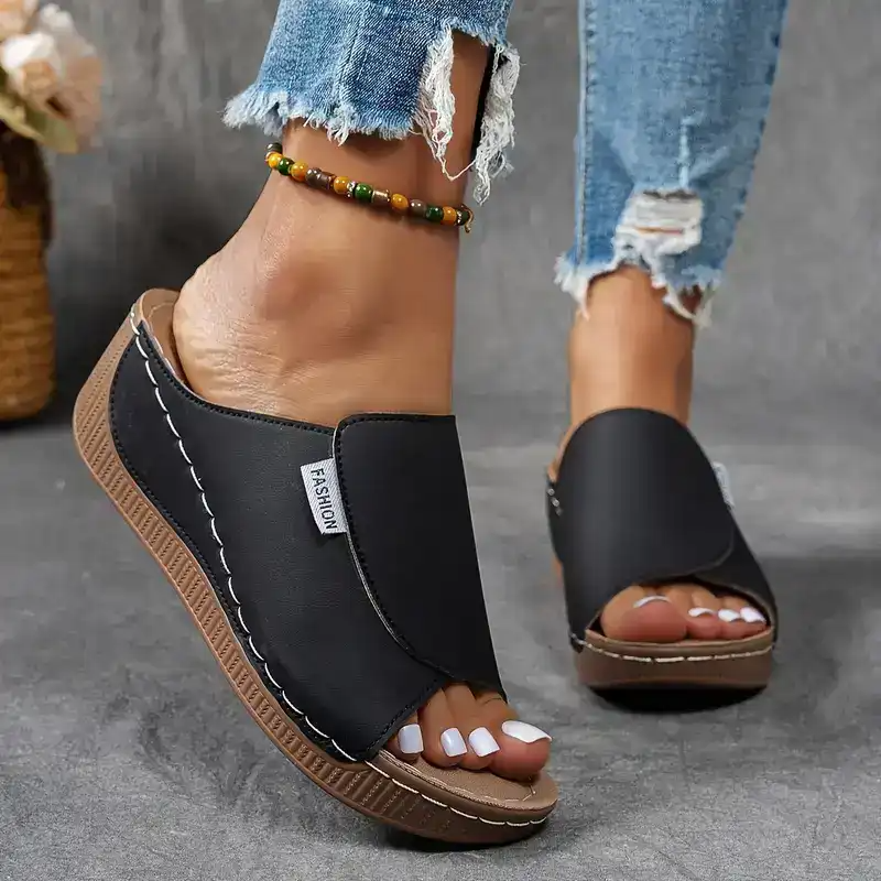 🔥HOT SALE -50% OFF🔥 Comfortable Arch Support Slides - Women's Solid Color Sandals - Breathable🔥