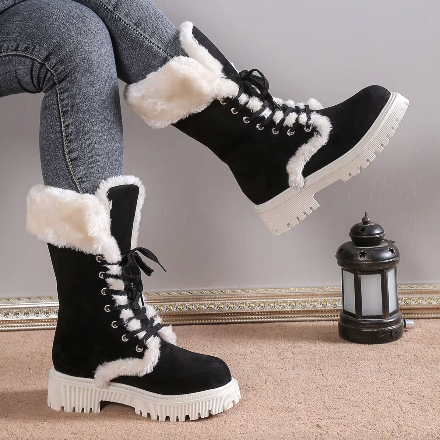 SafeStep™ Women’s Non-Slip Mid-Calf Cotton Boots – Warm, Supportive, Everyday Wear