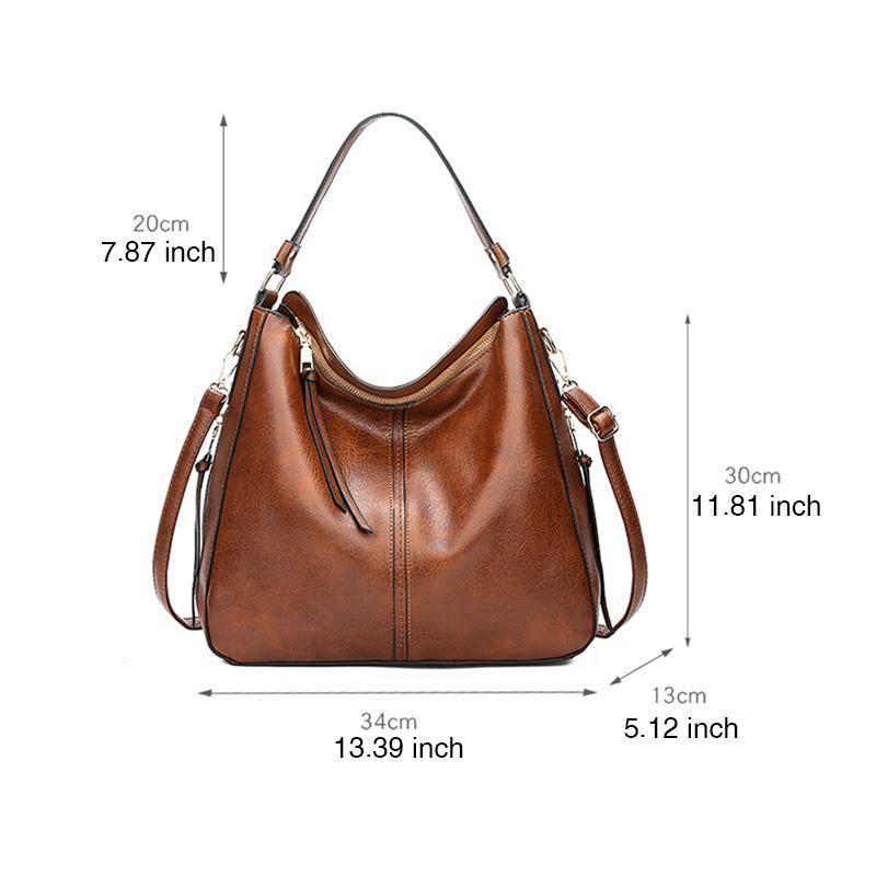 Luxury Leather Hobo Bag Anti-Theft Handbag + FREE Pouch Wallet
