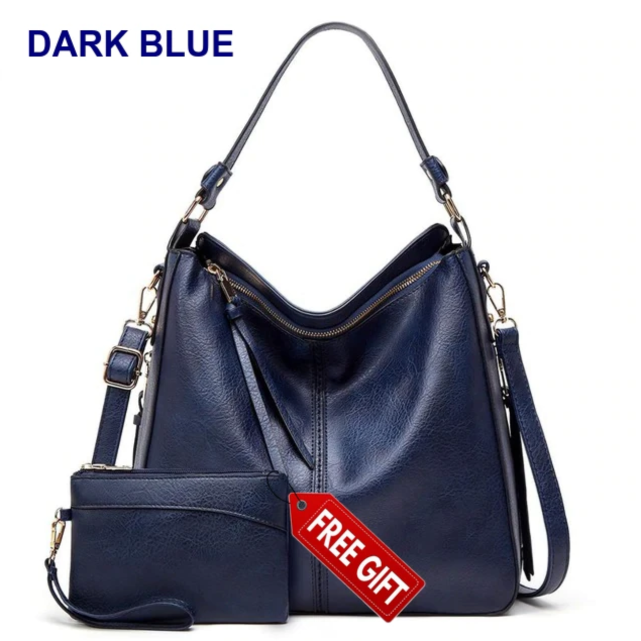 Luxury Leather Hobo Bag Anti-Theft Handbag + FREE Pouch Wallet