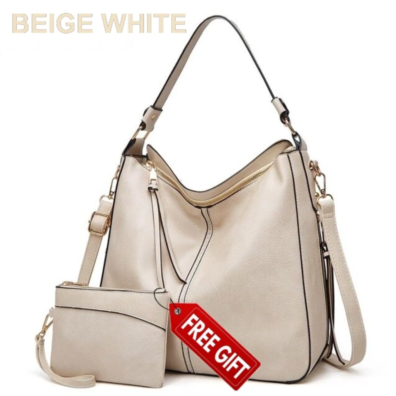 Luxury Leather Hobo Bag Anti-Theft Handbag + FREE Pouch Wallet