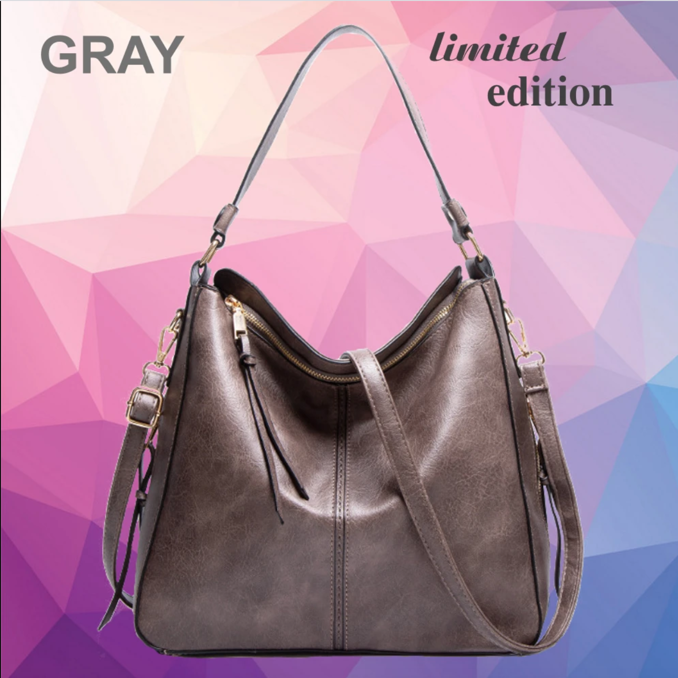 Luxury Leather Hobo Bag Anti-Theft Handbag + FREE Pouch Wallet